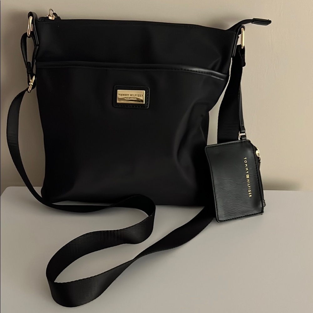 Tommy Hilfiger Black Crossbody Bag with Gold Hardware